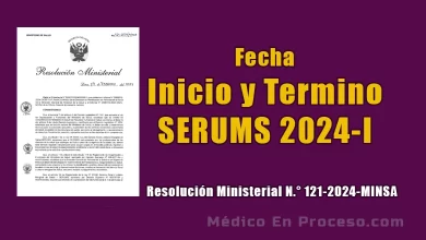 Fecha de Inicio y Término del SERUMS 2024-I
